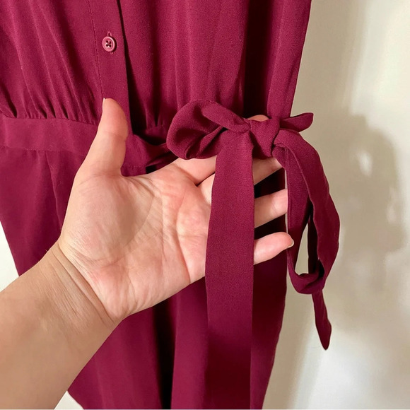 Gal Meets Glam Raina Button-Front Crepe  Jumpsuit Burgundy - Picture 11 of 13